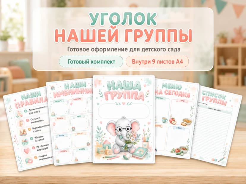 Уголок группы: комплект для детского сада