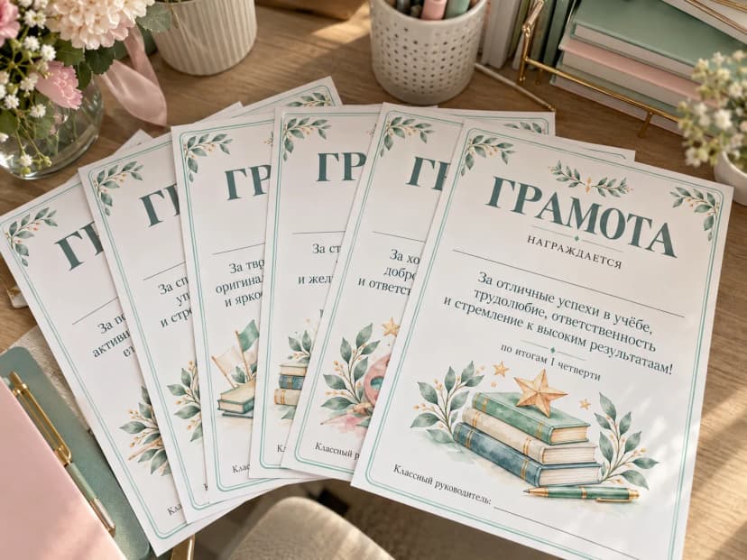 Комплект грамот "По итогам 1 четверти" 6 шт.