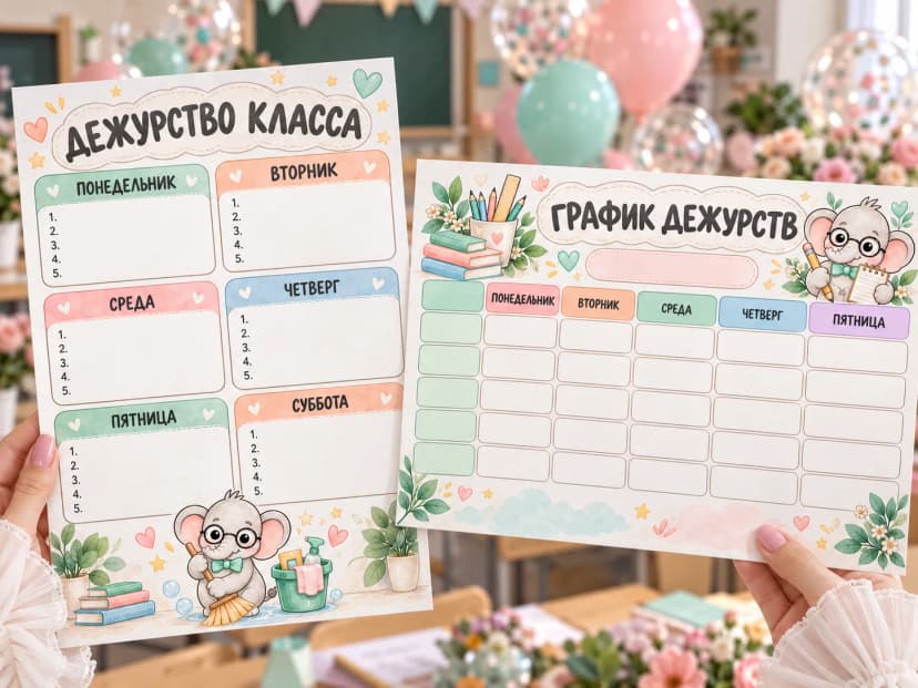 Дежурство в классе: шаблоны